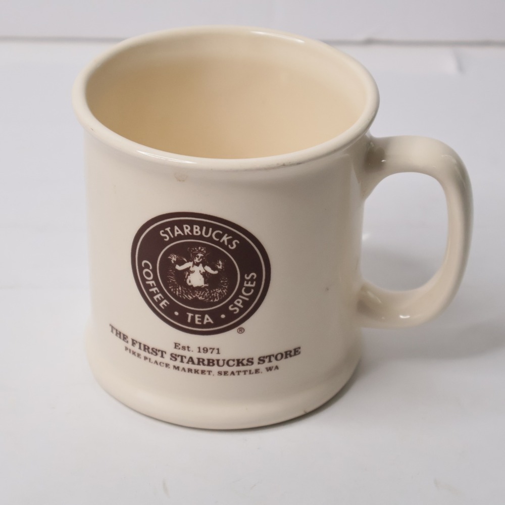 Starbucks The First Starbucks Store Pike Place Market Seattle Coffee Mug Cream‎